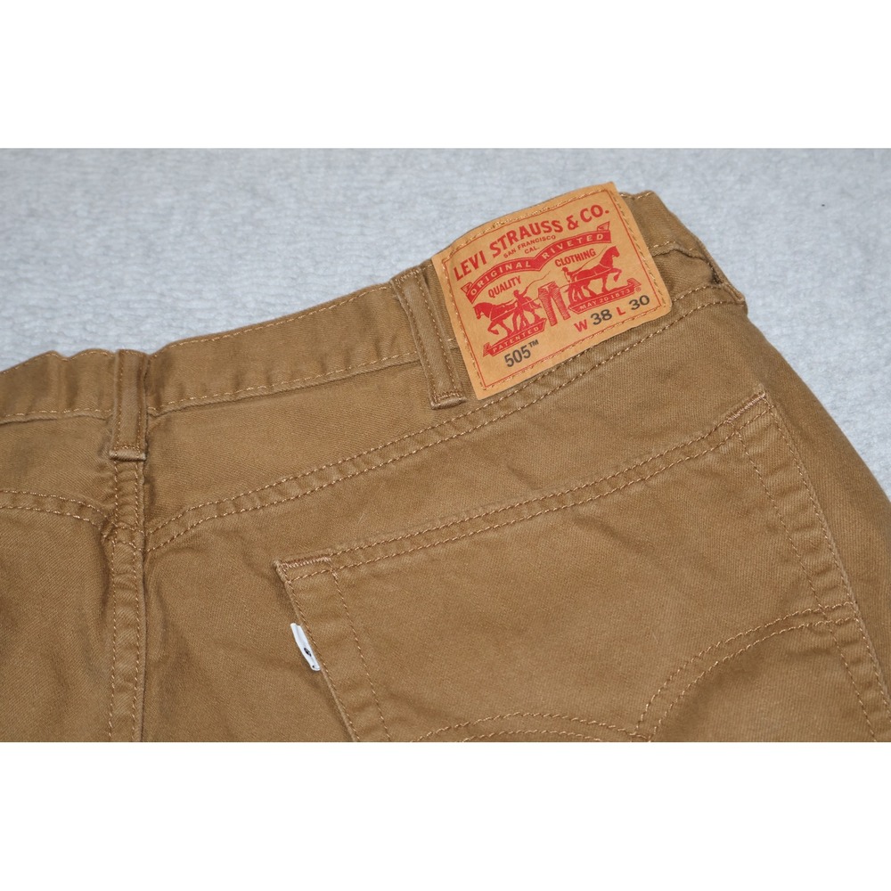 Levi 505 Regular Fit Pants Men 38x30 Brown Straight Leg Cotton Twill 5 Pocket **